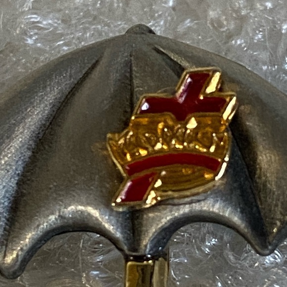 Red Cross Responder Umbrella Brooch Pin with Gold Handle - Picture 7 of 9